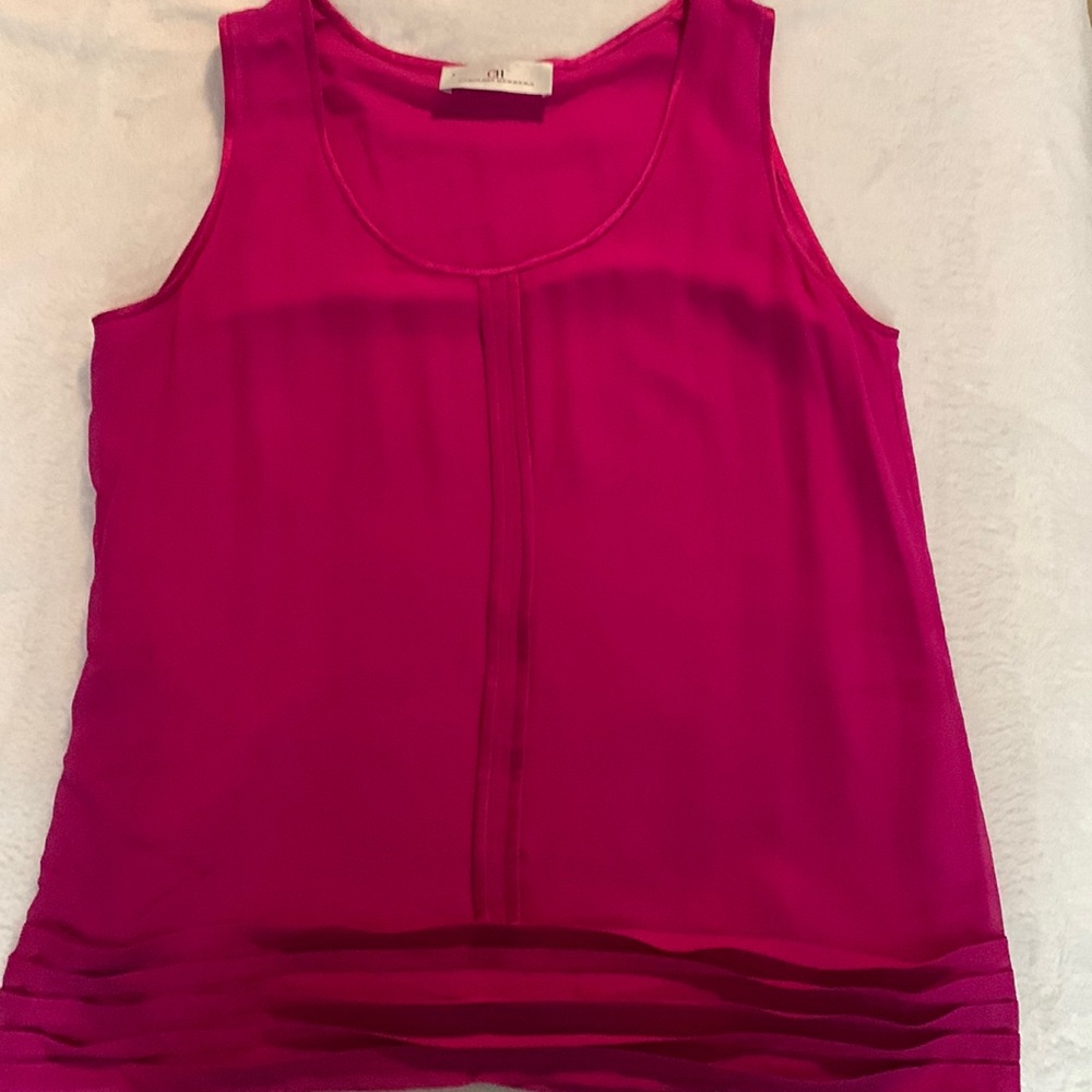Carolina Herrera Fuchsia Silk Sleeveless Blouse